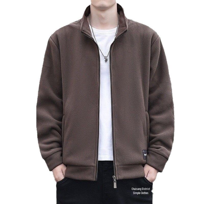 Men's Spring/Autumn Stand Collar Sherpa Fleece Hoodie Cardigan