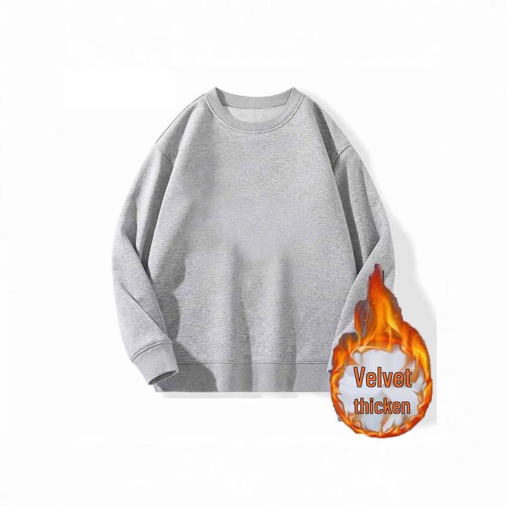 Heavyweight Unisex Crewneck Sweatshirt - Trendy Autumn/Winter, Loose Fit, Plus Velvet