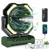 20000mAh Camping Fan Battery Operated Industrial Style Fan 4 LED & 4 Speeds Desk Fan Remote Rechargeable Outdoor Fans for Tent