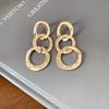 Stylish Irregular Three-Layer C-Shaped Earrings: European & American Metal Fashion Studs with a Luxurious High-End Appeal