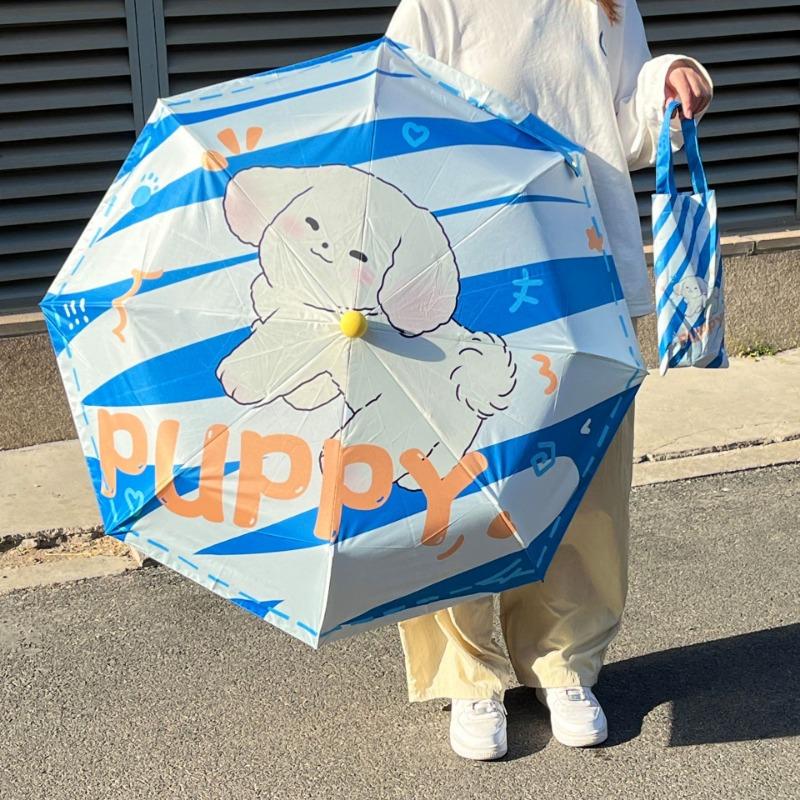 

Новый 8-спицевый ручной зонт от солнца с мультяшным рисунком, изогнутой ручкой, защитой от солнца, складной конструкцией, милый зонтик от солнца