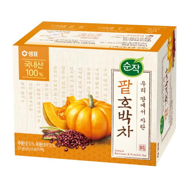 SOONJAK Red Bean & Pumpkin Tea Herbal Tea Bags 40 Count 1 box