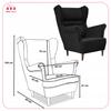 Zoja Scandinavian Family Meble Wing Chair, Black Velvet, Shading