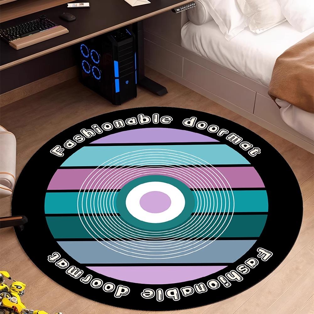 Vinyl Schallplatte Musik DJ Bildschirm Tape HD Runder Bereichsteppich, Teppich für Wohnzimmer Schlafzimmer Sofa Spielzimmer Dekor, Rutschfeste Bodenmatte