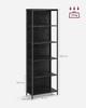 VASAGLE Libreria a 6 Ripiani con Illuminazione LED Regolabile, Scaffale con Struttura in Acciaio, 30,3 x 60 x 178,6 cm, per Soggiorno, Camera da Letto, Studio Nero Ebano