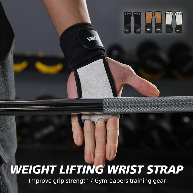 Vbosi 3304 Professional 3-Layer Cowhide Palm Guards for Sports CrossFit Weightlifting Gym Cycling Breathable Adjustable Wrist