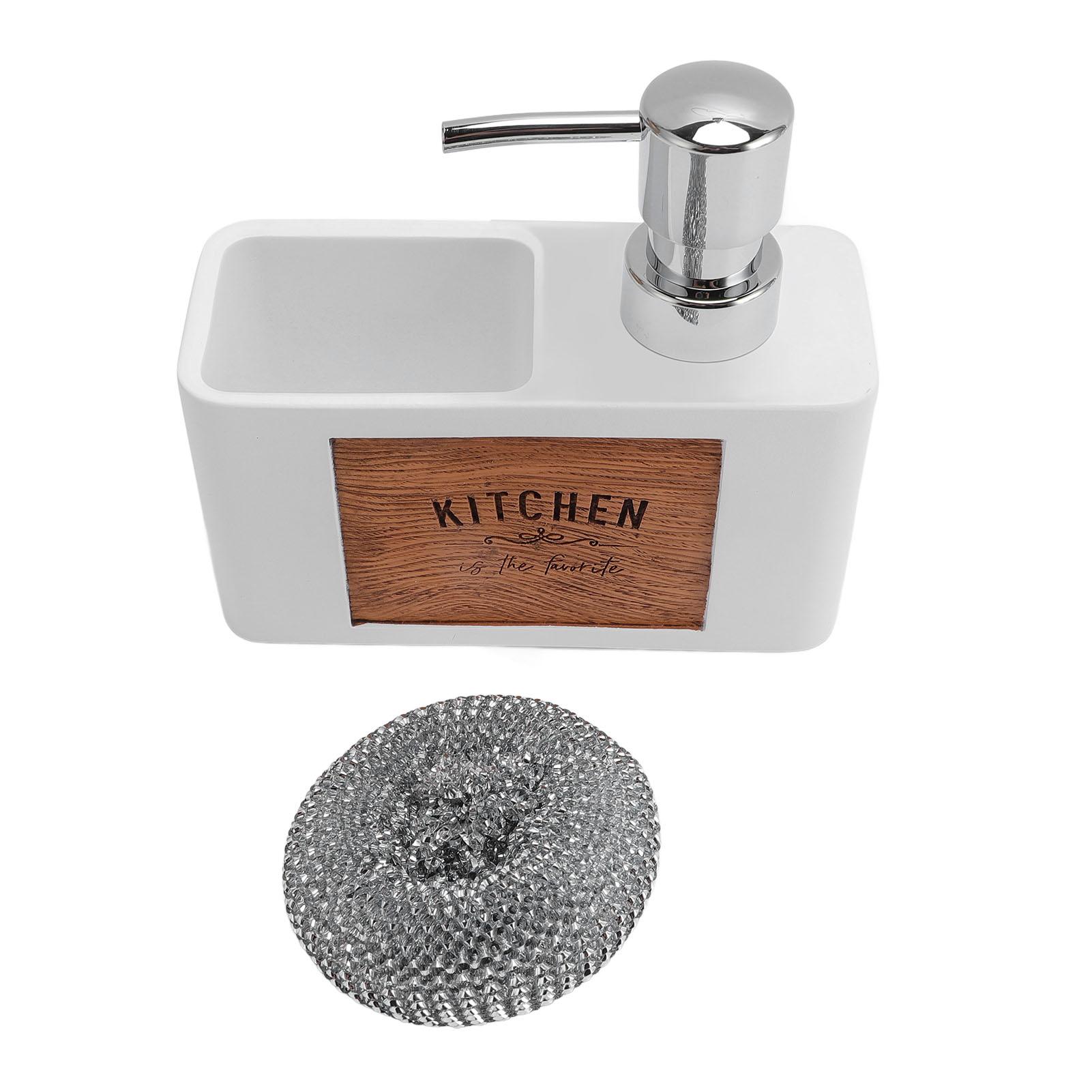 

Dish Soap Dispenser Resin ABS Kitchen Liquid Soap Dispenser with Dish Brush for Home Kitchen