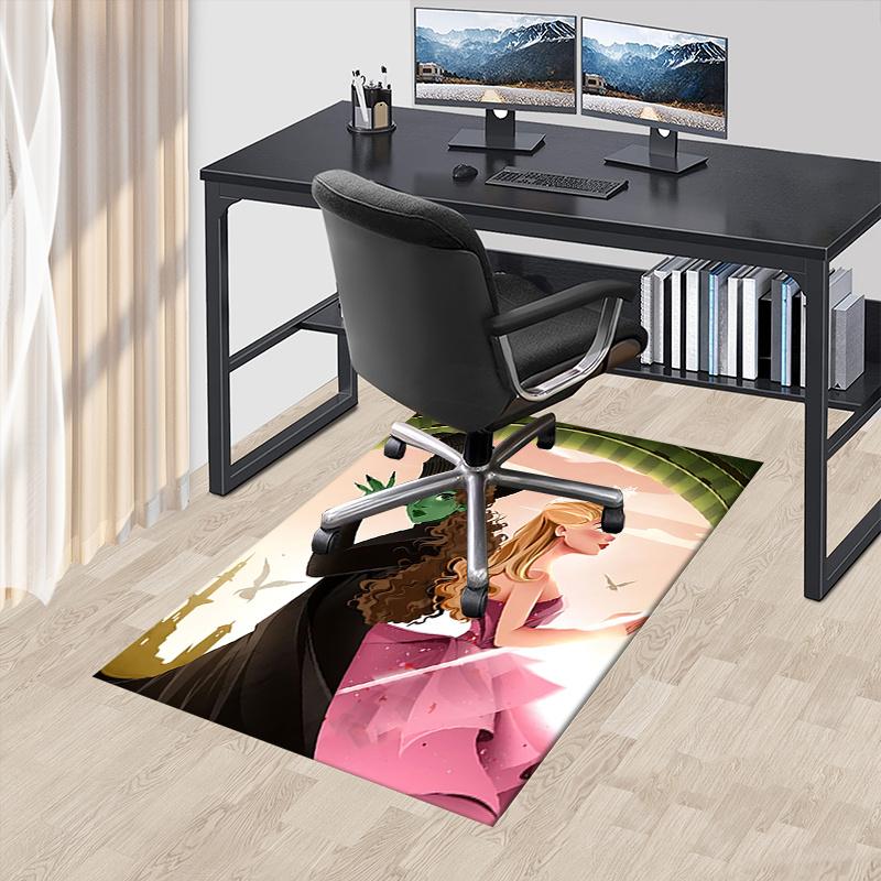 

WickedPrincess Pattern Polyester Office Carpet Chair Mats, Home Decor Dormitory Floor Protector with Anti-Skid Backing, Large Area Coverage, 60cm by 90cm