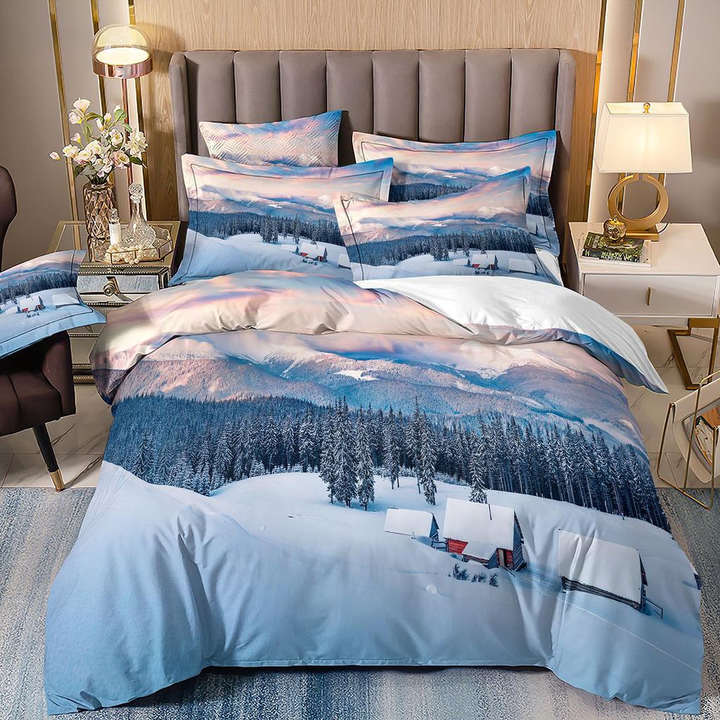 Three-Piece Beautiful Landscape 3D Bedding Stream Waterfall Printing Quilt Cover Home Textile Batch