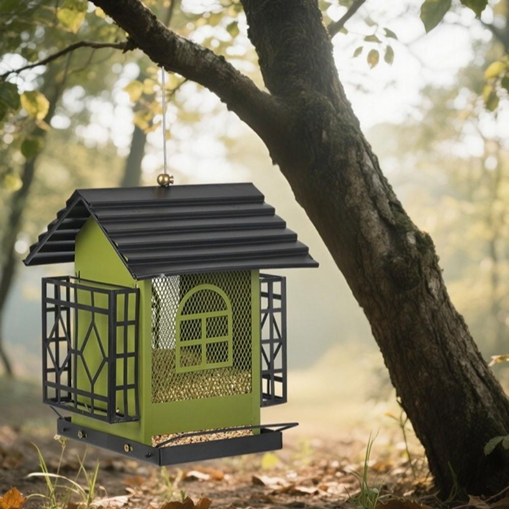 Großer Hängender Vogelhäuschen Rostfreie Vogelruheplattform Papageienfutterstation Garten
