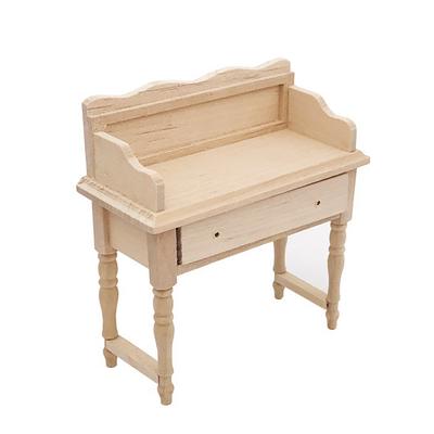 Mesa de escritório em miniatura para 1:Conjunto de modelos de móveis de madeira para 12 casas de bonecas