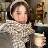 Classical Houndstooth Scarf for Women Girls Shawl 2000s Clothing Accessories Knitted Neckerchief Checkered Scarf  Black