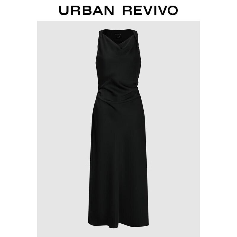 UR Elegant Drape Neck Pleated Waist Dress L