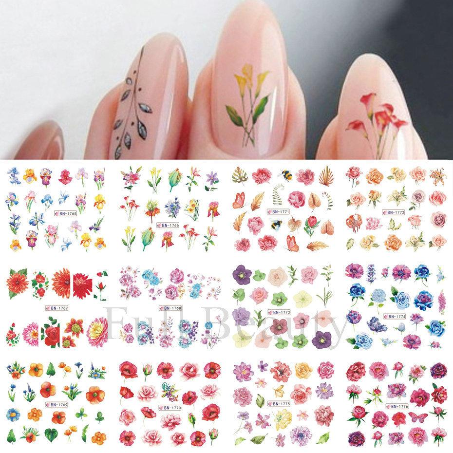 Nail Art Sticker, Spring And Summer Flower And Grass Series, Zou Ju Flower Watermark Nail Sticker