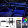 Interior Car Lights, 5 In 1 RGB Car LED Lights with Wireless APP/RF Remote/Button Control, Ambient Lighting Kit with 236 Inch Fiber Optic, Music Mode