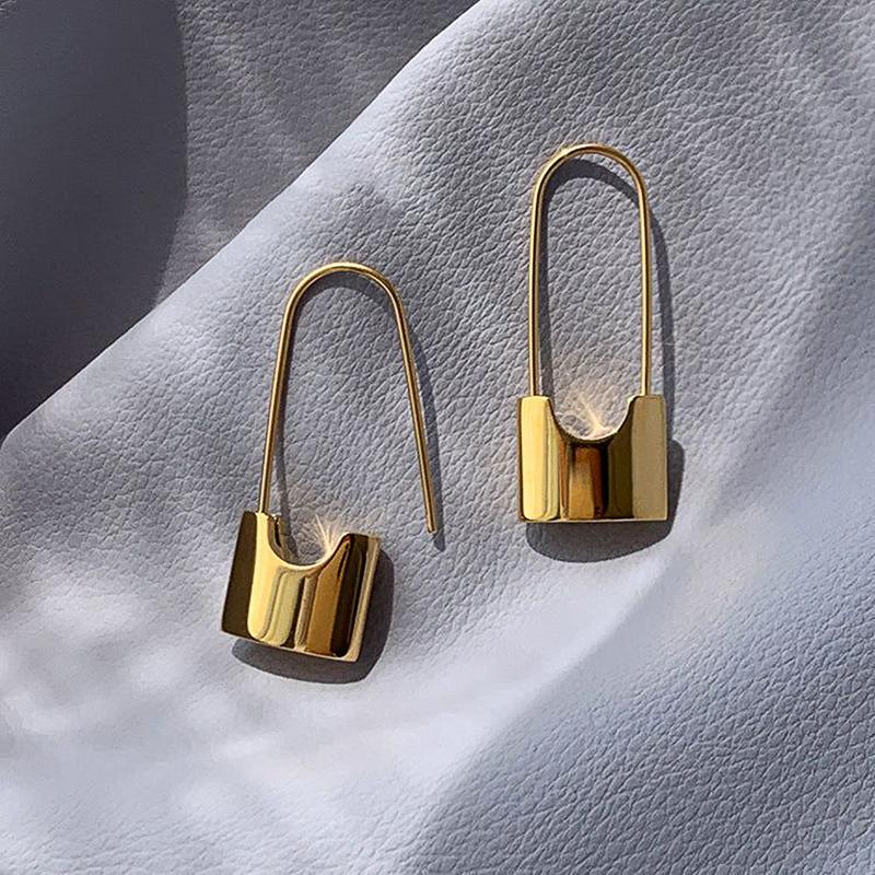 

Huitan Hip Hop Lock Earrings Metallic Style Piercing Cool Accessories for Women Daily Wear Stylish Earrings Jewelry