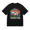 All-Season Comfy Classic T-Shirt Floral Rainbow Happy Design Print Tee