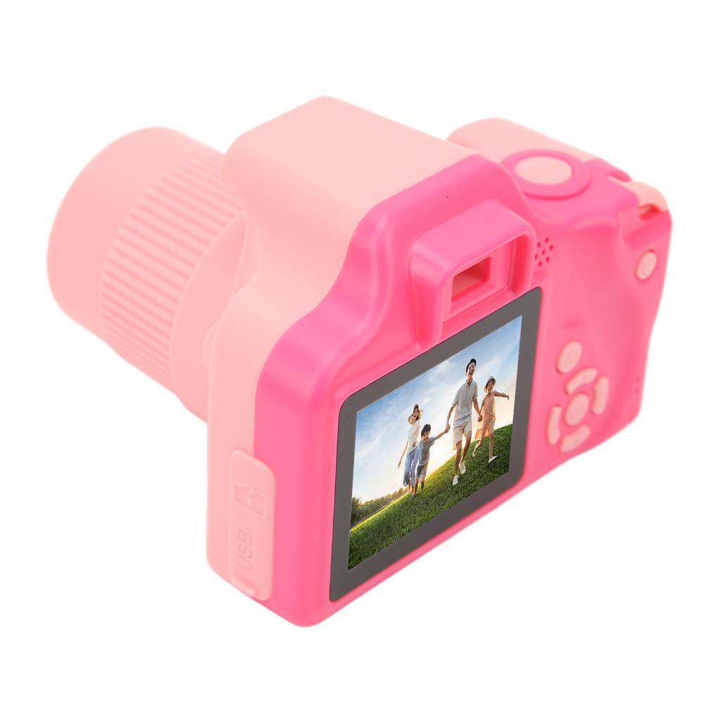 Kids Selfie Camera 2 Inch 5M 1080P HD Mini Portable Digital Video Camera Toy for Toddler Pink