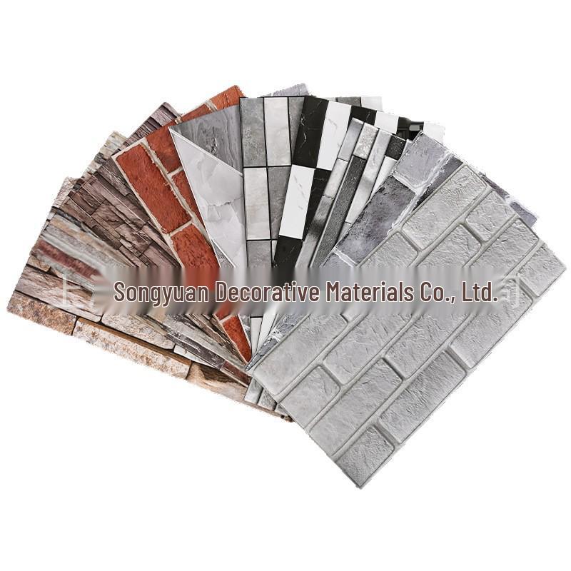 3D Faux Tile Wall Stickers: Thick, Self-Adhesive, Anti-Collision Decor