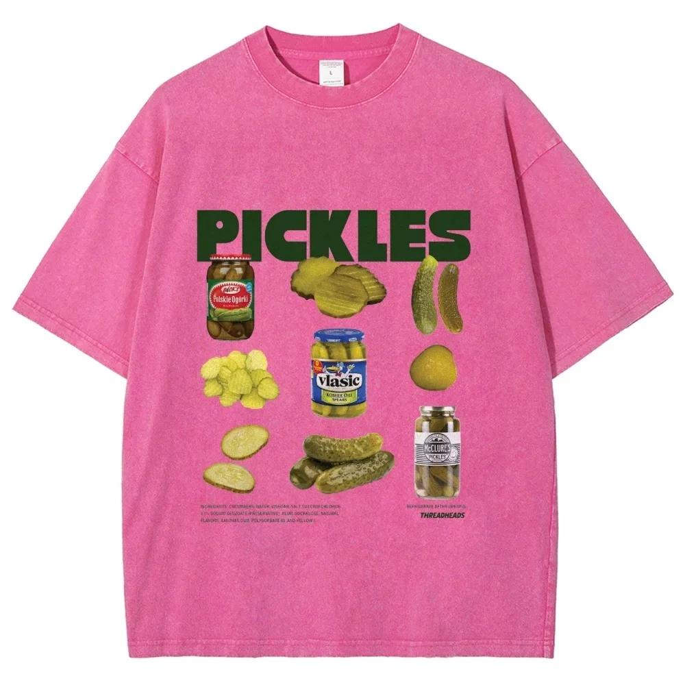 Neutral Summer Retro Washed T-shirt Cartoon Printed Short Sleeved Retro T-shirt Fashionable Round Neck T-shirt