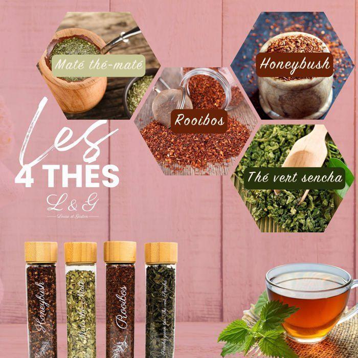 L&amp;G® - Kit thé infusion préparation et dégustation - Honeybush, Rooibos, Vert Sancha, Maté - Infuseurs inclus