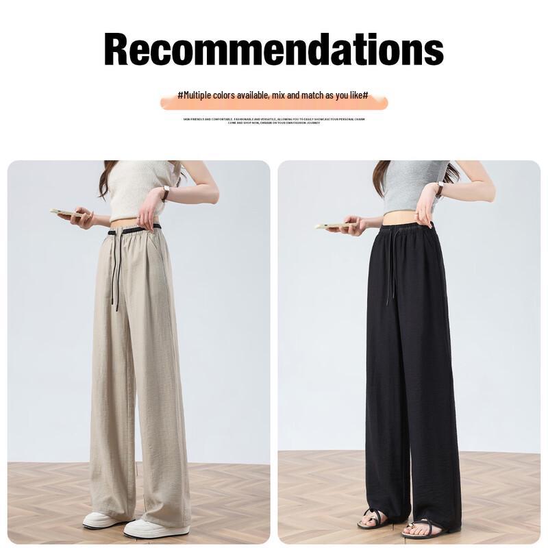 Damen Lässige High-Waist Hose aus Leinenmischung mit weitem Bein