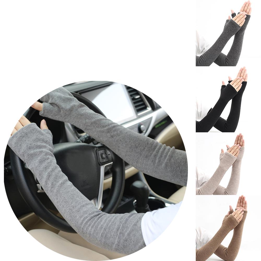 1Pair Winter Cycling Arm Sleeves Thickened Cold-proof Plush Women Men Winter Sleeves Thumb Hole Fingerless Thermal Arm Warmers