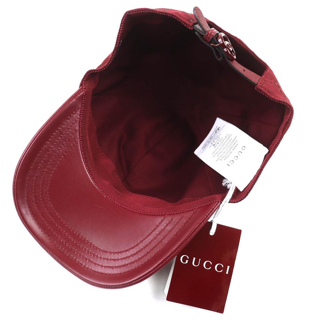Excellent GUCCI GG Monogram Canvas and Leather Baseball Cap Bordeaux L 833272 Used