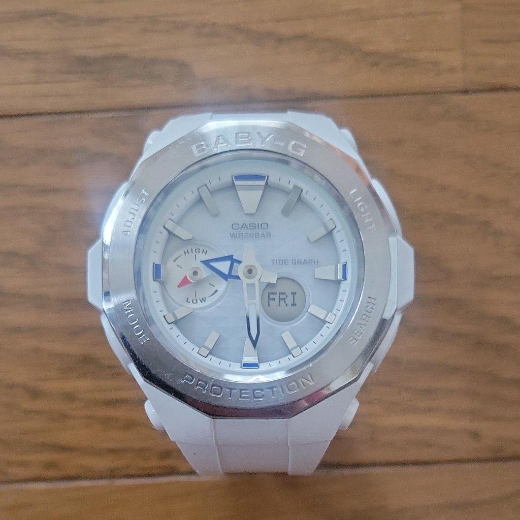 Used CASIO Baby-G BGA-225 White Ana-Digi Watch with Tide Graph Function