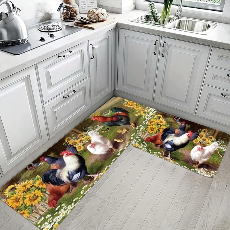 Rooster Sunflower Kitchens Mat Home Decor Non-Slip Hallway Balcony Laundry Rugs Bedroom Doormat Bathrooms Foot Pad Decor