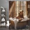 brown bear is taking a bath Shower Curtain Washable Dirt-Resistant Shower Head waterproof Polyester Bath Curtain For Home Deco