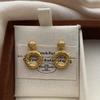 Classic Metal Love Round Stud Earrings Fashionable Versatile Retro Light Luxury Exquisite Niche Daily Commuting Earrings