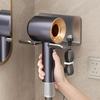 No-Drill Wall-Mounted Hair Dryer Holder and Bathroom Storage Shelf
