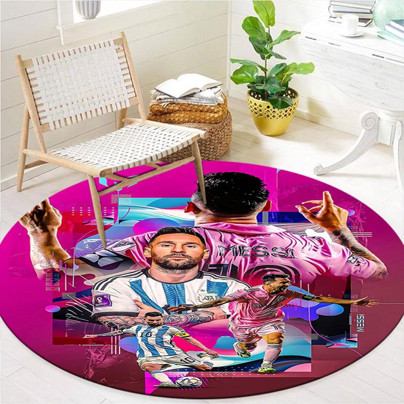 Messi Round Area Rug,Carpet Rug for Living Room Bedroom Sofa Playroom Decor,Non-slip Floor Mat