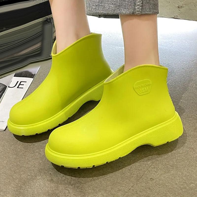 WTEMPO Chaussures de pluie à Tube court pour femmes, imperméables, couleur unie, cheville, à la mode, antidérapantes, pour l'extérieur, vente en gros, livraison directe