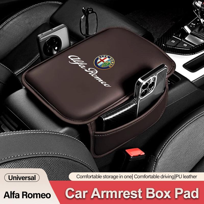 Leather Car Armrest Box Pad Auto Armrest Mat For Alfa Romeo 4C 159 166 Spider Giulia 156 Mito 147 8C GT High Quality AccessorieZQ5