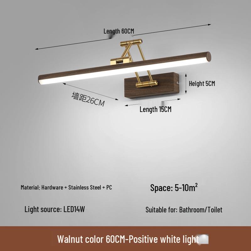 Nordic Minimalist LED Vanity Light: Punch-Free Bathroom Mirror Cabinet with Tricolor Makeup Lighting.
