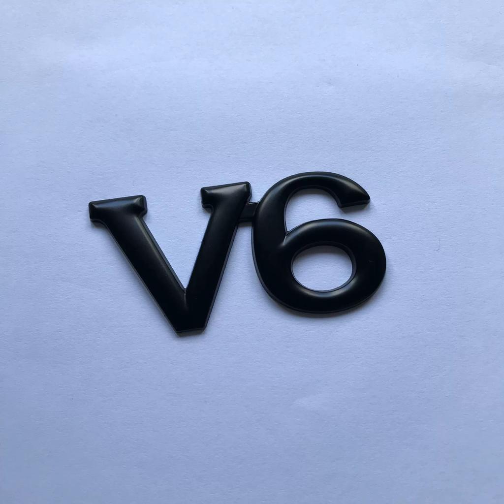 Car V6 Car Logo V8 Large Displacement Logo Modified Metal Labeling 3D Three-dimensional, Rear Labeling Body Decorative Label