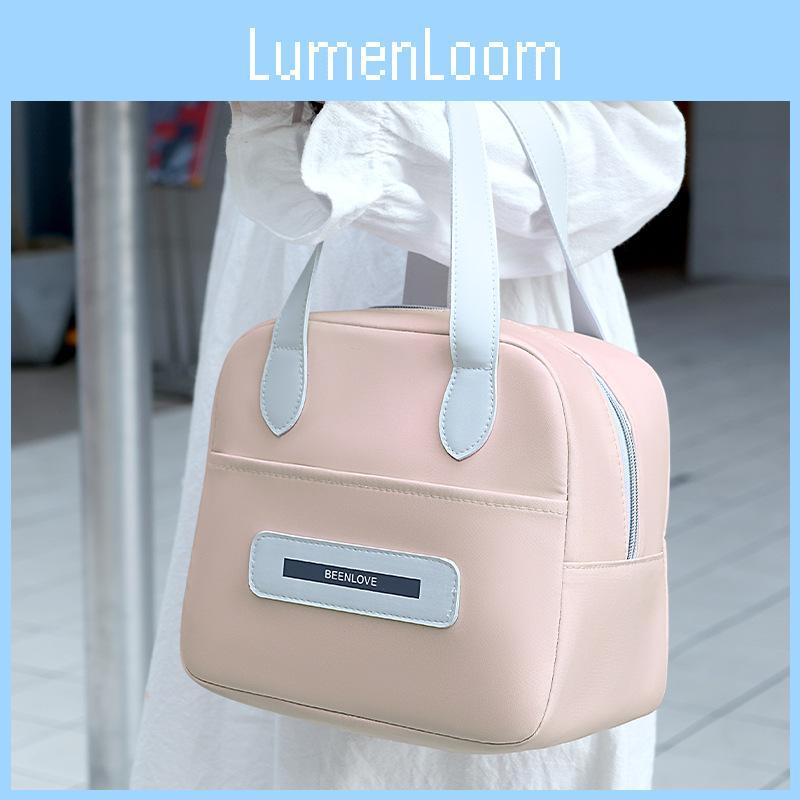 Beenlove Letter Print Solid Color Lunch Insulated Bag Portable Hand Bags Held