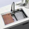 Fully Equipped 304 Stainless Steel Kitchen Sink with Thickened Waterfall Faucet