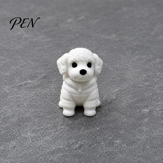 Matte Textuur Hond Figuur 3D Geprint Zittend Figuur, Mini Wit Beeldje voor Bureau Industriële Stijl Huisdier Decor Decor, Moderne Dier Vorm Ornament Huis
