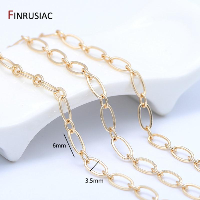 

Jewellery Making Supplies Fashion Paperclip Link Chain For Jewelry Making 14K Gold Plated Brass Chains DIY Necklace Bracelets Length 50cm