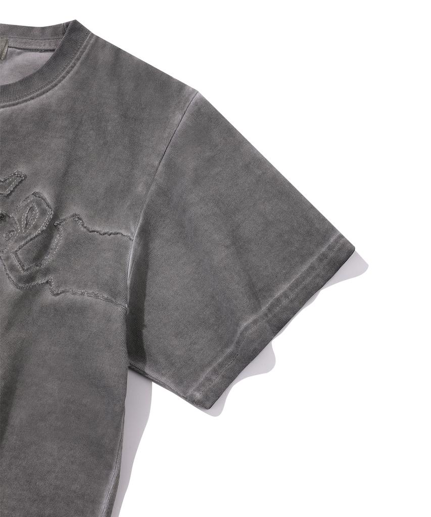 EPISODE UNTITLED Crop Luna Washed Signature Applique T-Shirt_Cocoa Gray