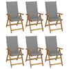 VidaXL Set of 6 Folding Garden Chairs with Cushions, Patio Seats, Dining Chairs, Patio Furniture 3064120
