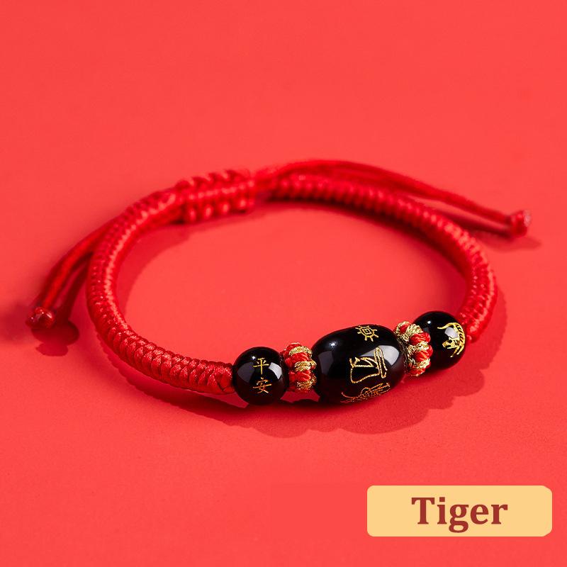 Náramek pletený z červené šňůrky ve stylu čínského zvěrokruhu Šťastný náramek pro rok pro muže ženy Náramek pro rok hada Šperky Dárky