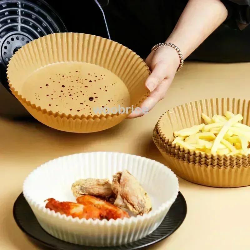 50/100pcs Air Fryer Disposable Paper Non-Stick Airfryer Baking Papers Round Air-Fryer Paper Liners Paper Kitchen Accessories