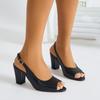 Women S European Style Open Toe Chunky High Heel Sandals Plus Size