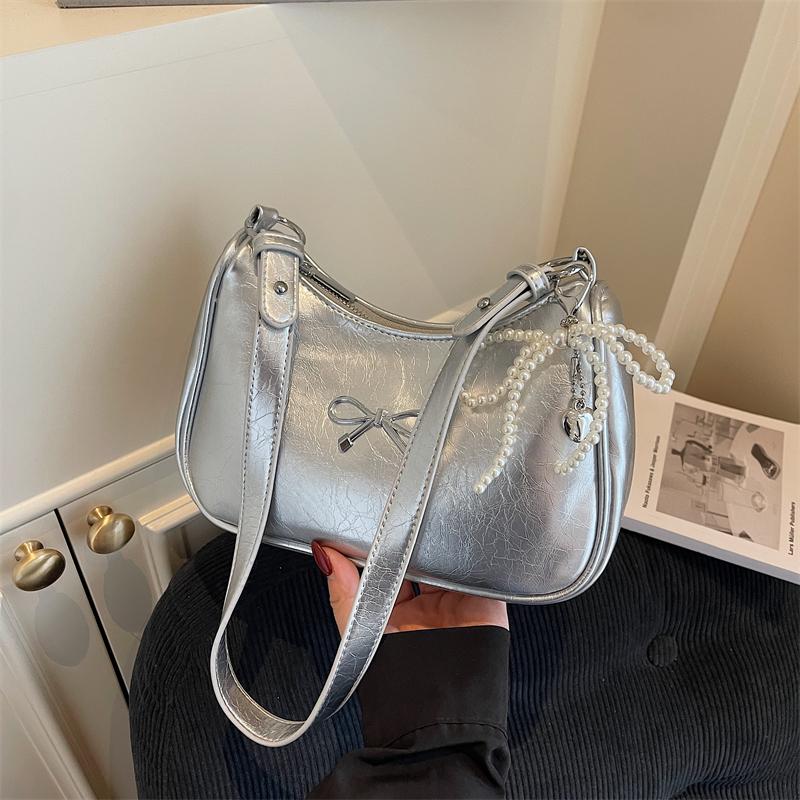 Schultertaschen Schleife Designer Handtaschen Anhänger senden Mode PU Handtaschen Reißverschluss Pendeltasche Achseltasche für Damen