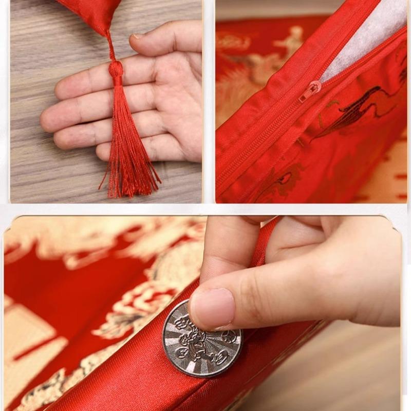 2xChinese Vietnamese Wedding Tea Ceremony Red Double Happiness Dragon Phoenix Kneeling Cushion Pad Red Double Happiness Pad