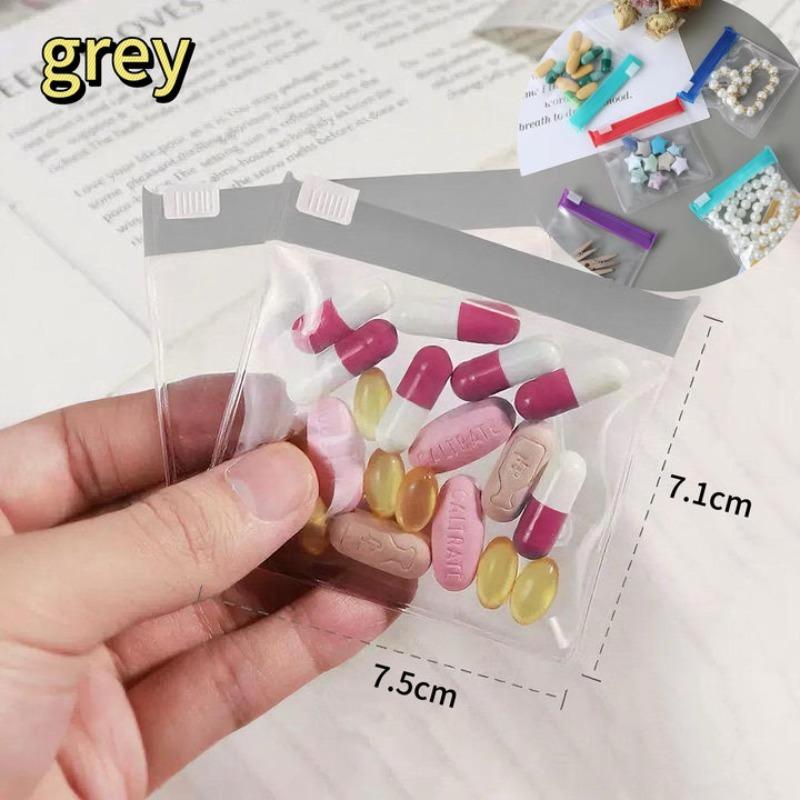 

Reusable Pill Bags, Zip-up Pill Bag Sets, Sealed Storage Bags for Small Items of Pills and Jewelry, Travel Essentials 1pcs сірий